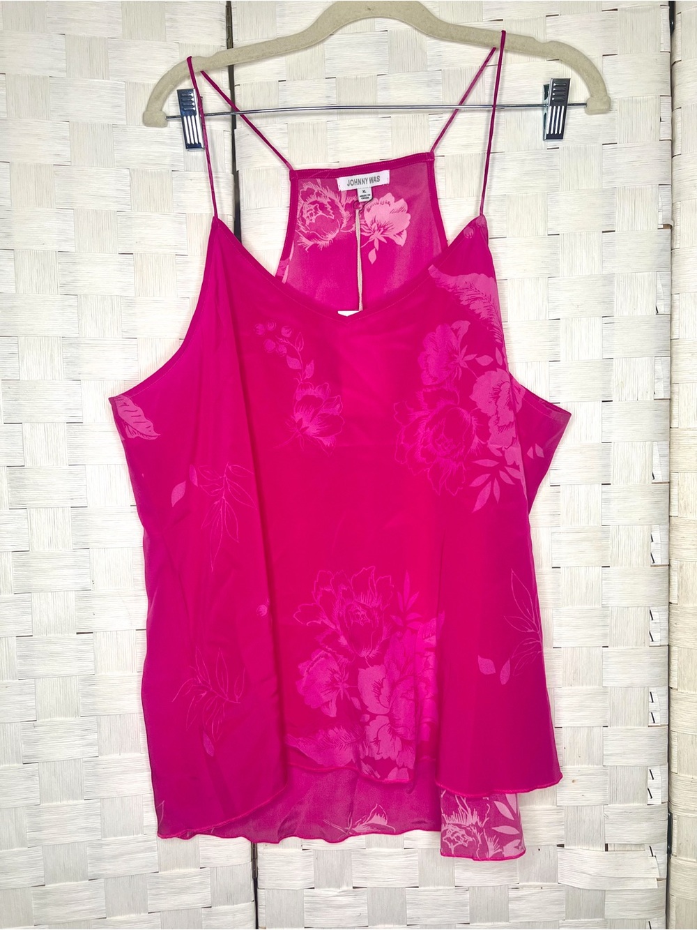 Johnny Was Pink Floral Slip Cami with Adjustable Straps